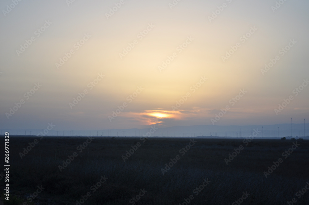 The beautiful natural Wetland Limassol Salt Lake landscape in Cyprus