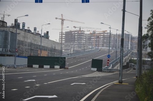 empty road and modern office buildings.