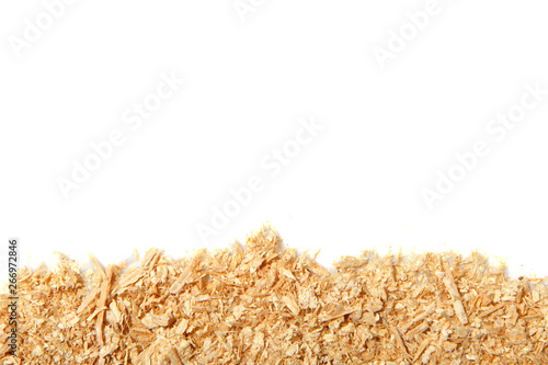 Background from a freshly cut brown sawdust photo