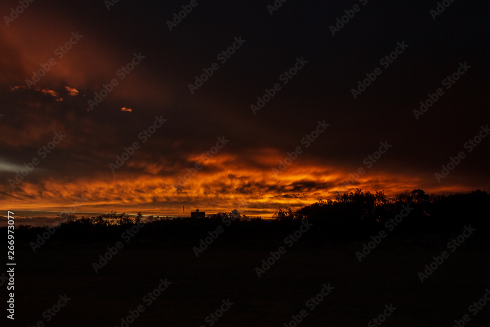 colorfull sunset at Noosaville beach, Sunshine Coast, Australia.