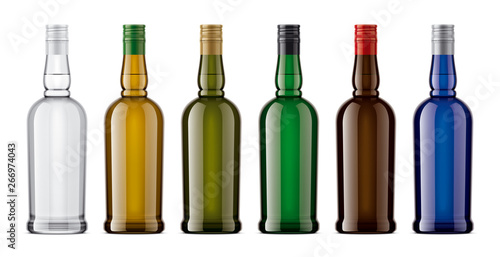 Set of Color Glass Bottles