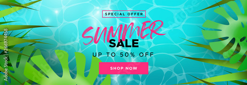 Tropical summer season sale banner for discount