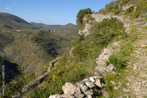 Historic Mozarabic mule trail in the Vall de Laguart, Alicante Province, Spain.  The stepped tracks are now a popular hiking route.  photo