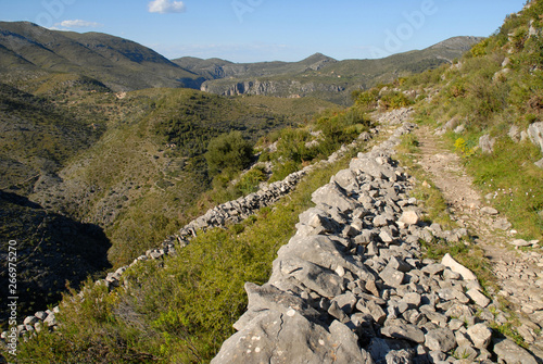 Historic Mozarabic mule trail in the Vall de Laguart, Alicante Province, Spain.  The stepped tracks are now a popular hiking route.  photo