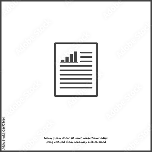 Vector document icon with growth rate and text on white isolated background. Layers grouped for easy editing illustration. For your design.