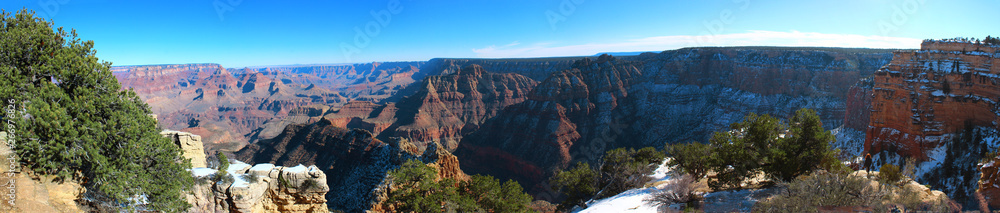 sunny Grand Canyon Panorama from South Rim