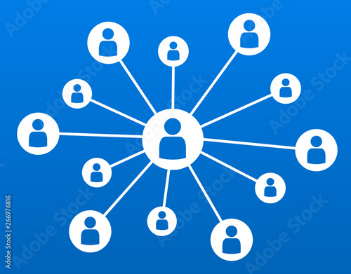 Networking social media concept business communication blue vector illustration