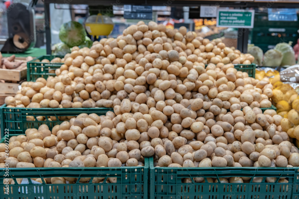 Fresh vegetables on supermarket shelves and in markets in crates from farmers. offered for sale Fresh vegetables on supermarket shelves and in markets in crates from farmers. offered for sale