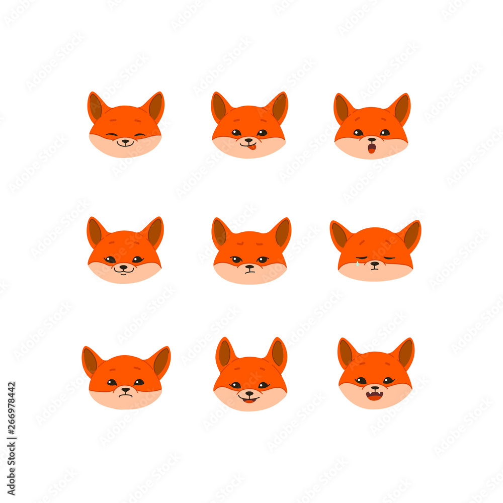 Obraz premium Fox, cute character for children. Vector illustration in cartoon style.