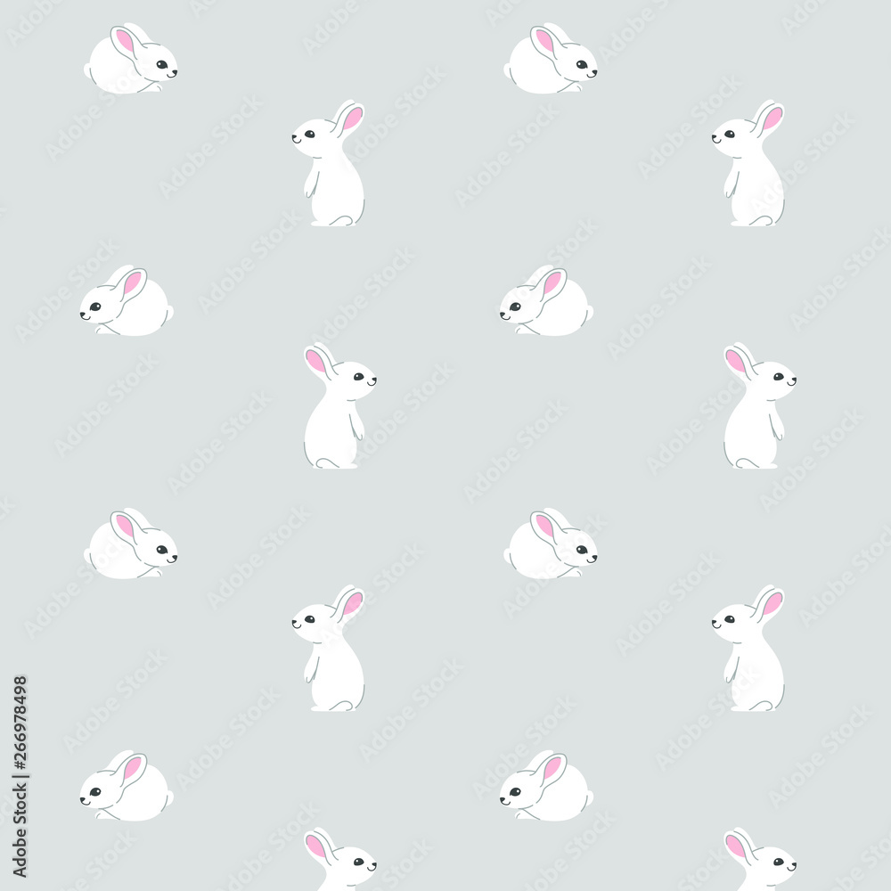 Bunny sitting - simple trendy pattern with bunny. Cartoon vector illustration for prints, clothing, packaging and postcards. 