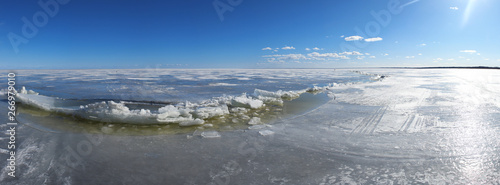 ice floes on frozen lake Peipus in estonia photo