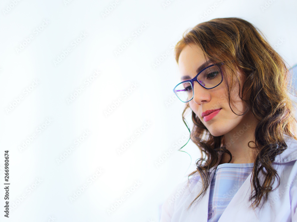 young pretty woman doctor laboratory assistant, low depth of field young pretty woman doctor laboratory assistant, low depth of field