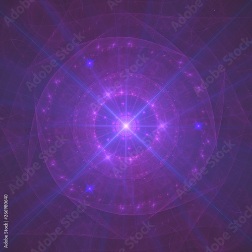 Obraz na plátně Purple Energetic Third Eye Chakra Bursting With Energy | Fractal Art