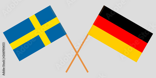 Germany and Sweden. The German and Swedish flags. Official colors. Correct proportion. Vector