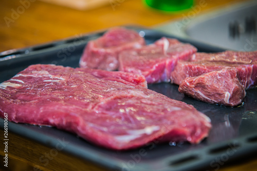 A raw beef steak for grilling and frying. Fresh, delicious meat