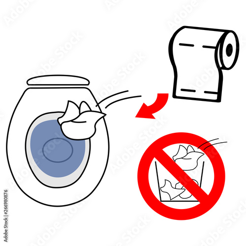Throw used toilet paper in the toilet bowl do not throw it into the litter bin