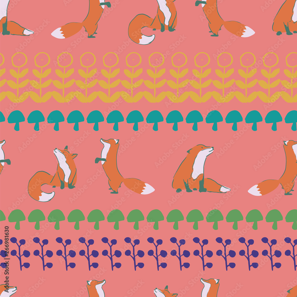 Fototapeta premium fox leaves seamless repeat pattern