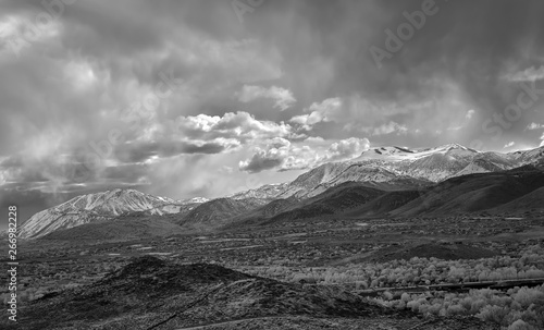Mt Rose and Slide mountain during an early spring storm in infrared monochrome.