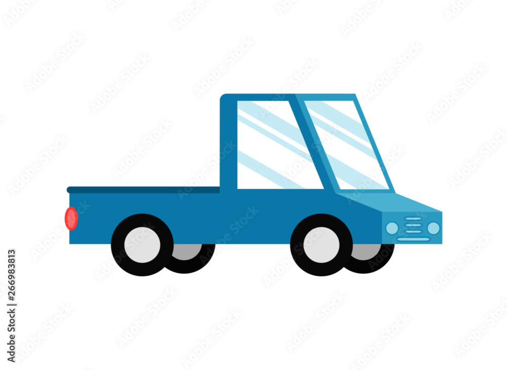 blue pickup truck Isolated on white background. Cartoon style. Vector Illustration. blue pickup truck Isolated on white background. Cartoon style. Vector Illustration.