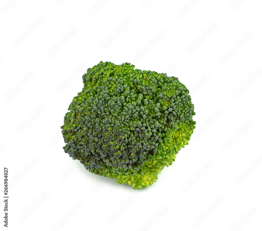 Broccoli isolated on a white background. Fresh raw broccoli on white surface.