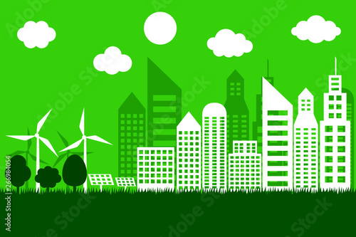 Green cities landscape. eco friendly concept. earth day and world environment day. paper art. vector illustration.
