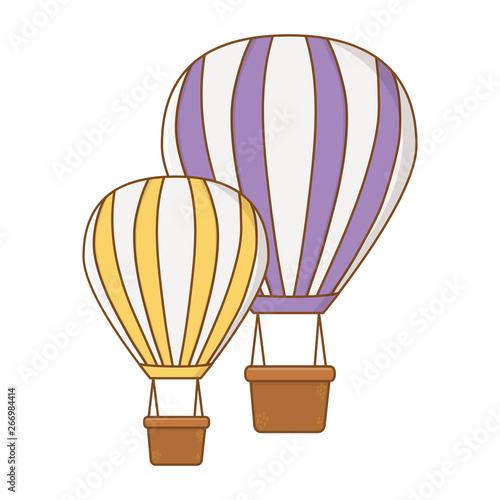 hot air balloonss cartoons flat style photo