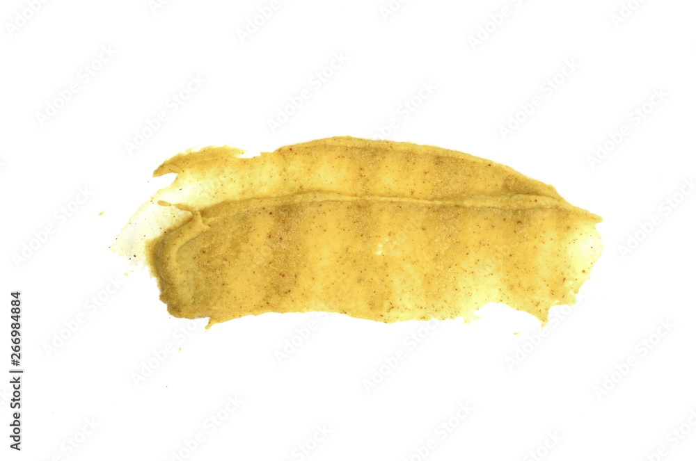 Mustard sauce isolated on white. Hamburger mustard mayonnaise sauce isolated on white. Hot dog mustard sauce.