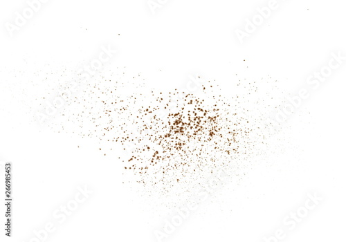 Pile cocoa powder isolated on white background.