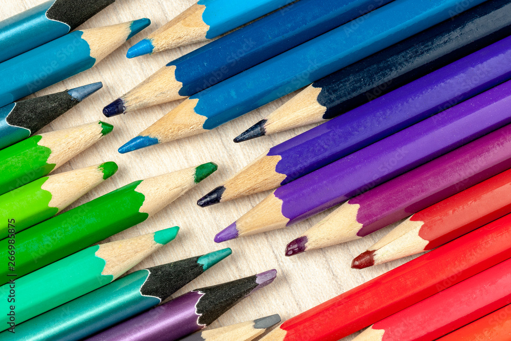 Fototapeta premium abstract color pencil texture background. colored pencil for school pattern. copy space. stationery concept.