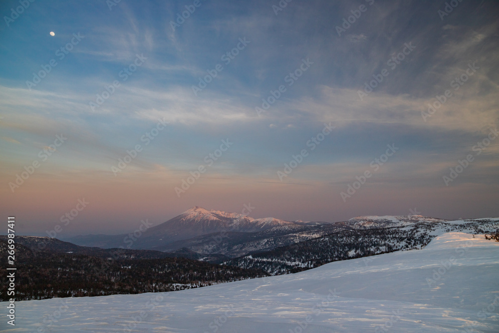 Naklejka premium Snowy scenery of Hachimantai in Tohoku region
