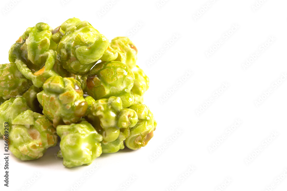 Fototapeta premium Lime Flavored Popcorn Isolated on a White Background