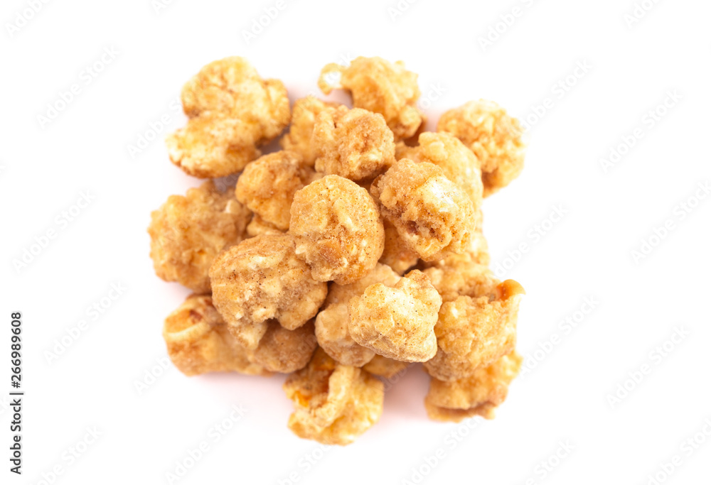 Churro Flavored Popcorn on a White Background Churro Flavored Popcorn on a White Background
