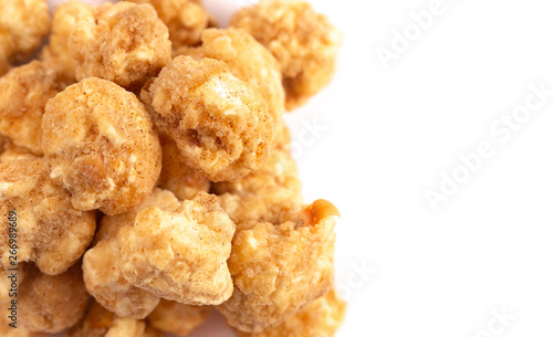 Churro Flavored Popcorn on a White Background