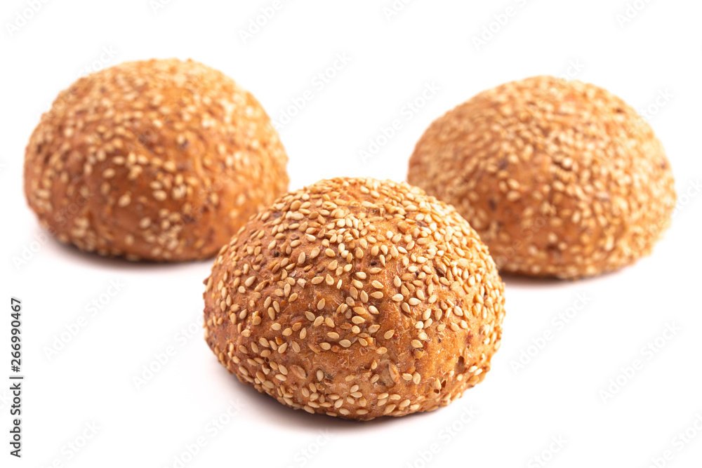 Sesame Seed Rolls on a White Background Sesame Seed Rolls on a White Background