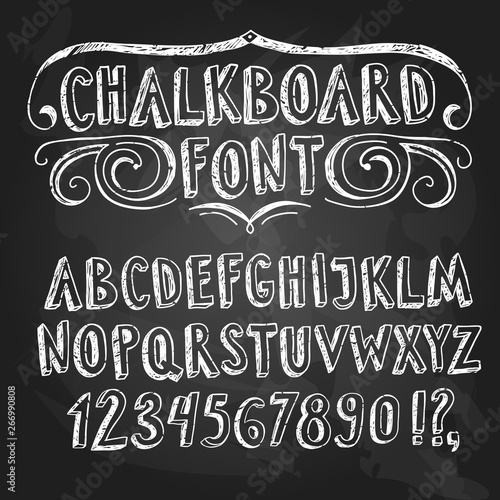 Hand drawn chalkboard font with figures