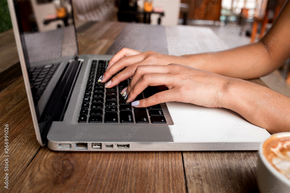 Woman using laptop and searching web Woman using laptop and searching web