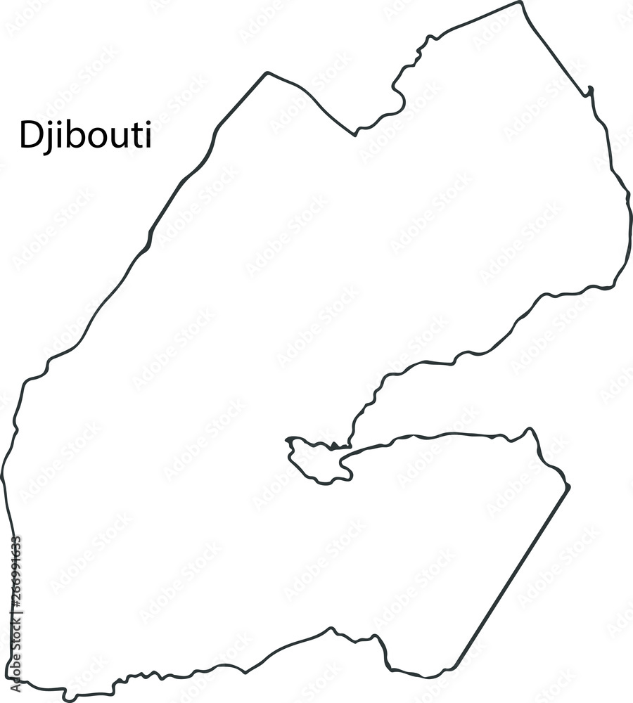 Djibouti - High detailed outline map