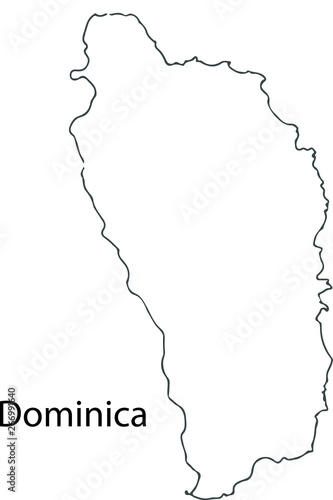 Dominica - High detailed outline map