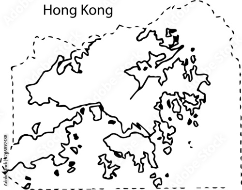Hong Kong - High detailed outline map
