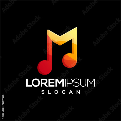 letter M music logo design,vector,illustration