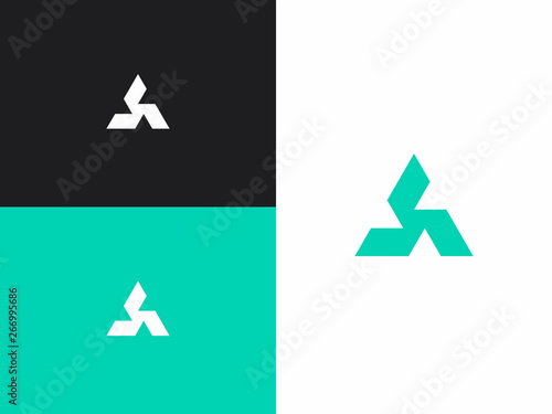 Minimalistic triangle geometric logo with ethno style