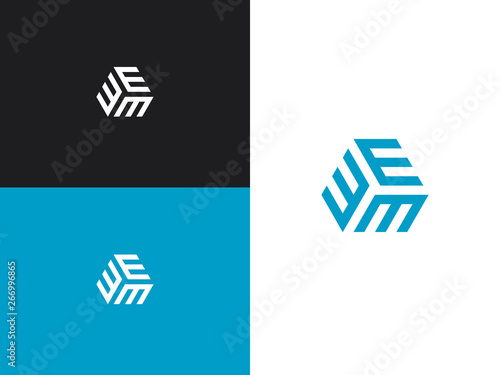 Logo three letters E. Isolated monogram vector illustration photo