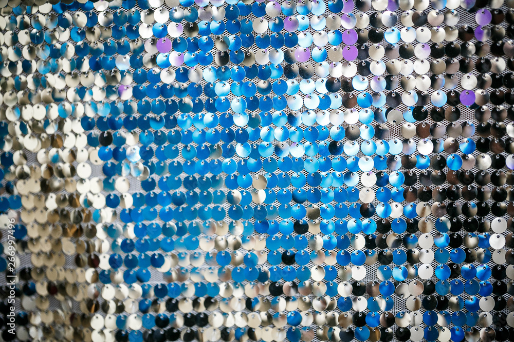 Fototapeta premium Silver and blue background mosaic. With light spots and stars