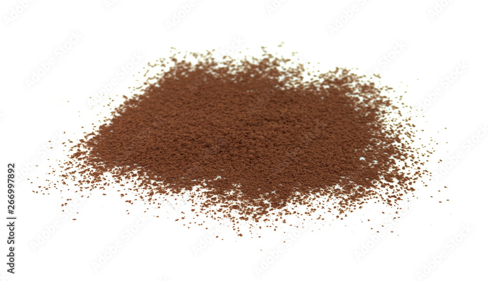 Pile cocoa powder isolated on white background. Pile cocoa powder isolated on white background.