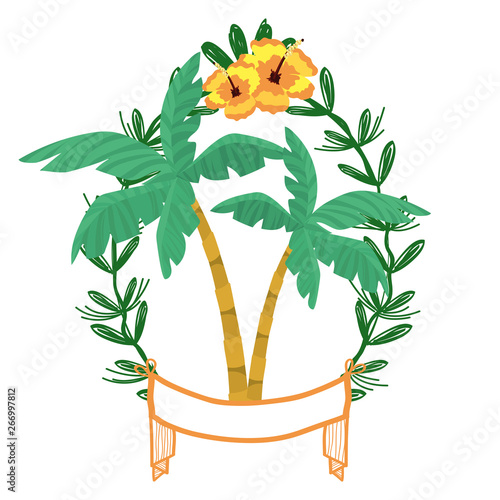 palms on laurel wreath