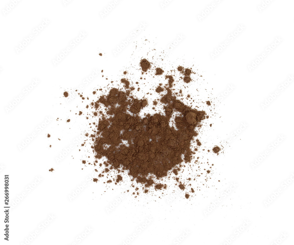 Fototapeta premium Pile cocoa powder isolated on white background.