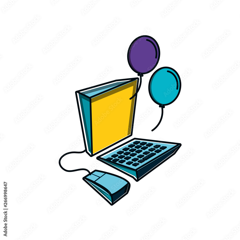 balloons helium with desktop computer