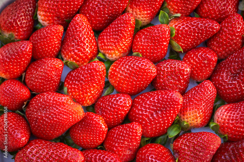 Background of freshly harvested strawberries
