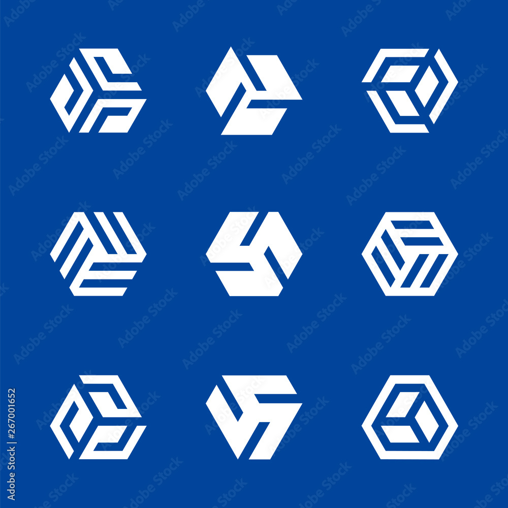 Hexagon shaped logo design elements. Vector illustration Hexagon shaped logo design elements. Vector illustration