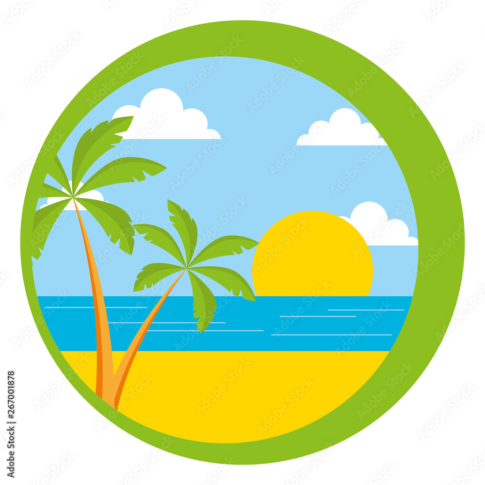 beach palm sun sea sticker